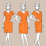 short-sleeve dark orange dress with high neckline image